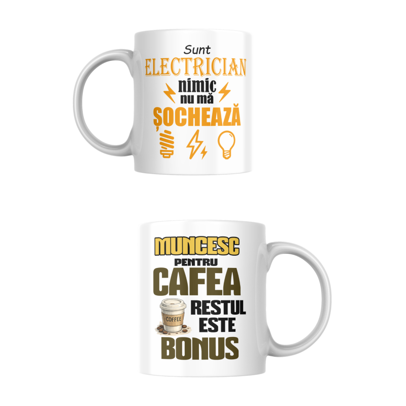 Cană electrician personalizată – cadou amuzant pentru electricieni