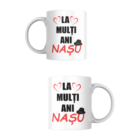 Cană La mulți ani nașu / nașa – cadou aniversar personalizat